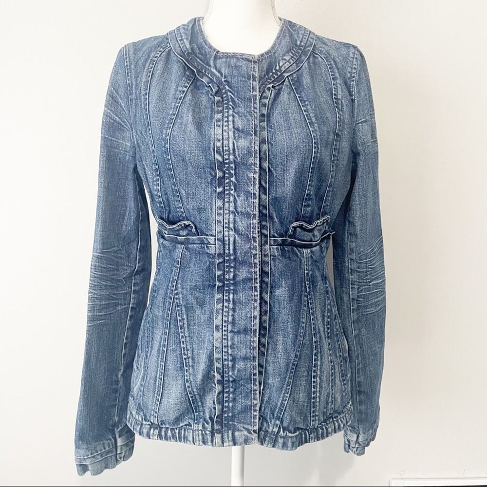 Paper Denim & Cloth Jean Jacket size 2 small ruffles blue denim